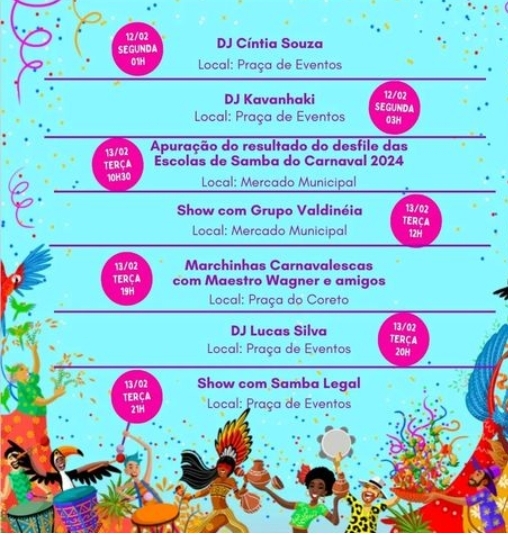 PROGRAMAÇÃO OFICIAL CARNAVAL  ( 2024 )
